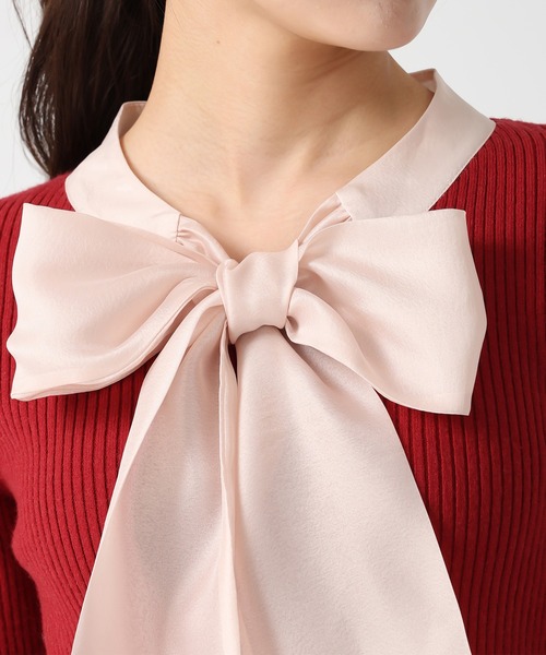 31 Sons de mode（トランテアン　ソン　ドゥ　モード）の「2025秋冬新作 シアーボウタイリブニット（ニット/セーター・レディース・オフホワイト/レッド/ブラック・ﾌﾘ-）」の21枚目の写真