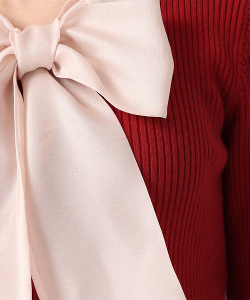 31 Sons de mode（トランテアン　ソン　ドゥ　モード）の「2025秋冬新作 シアーボウタイリブニット（ニット/セーター・レディース・オフホワイト/レッド/ブラック・ﾌﾘ-）」の22枚目の写真