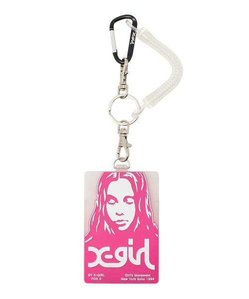 X-girl（エックスガール）の「FACE POSTER RUBBER PASS CASE（パスケース・レディース・ピンク/ブラック・ONE SIZE）」の2枚目の写真