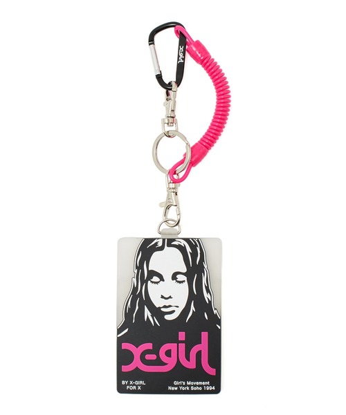 X-girl（エックスガール）の「FACE POSTER RUBBER PASS CASE（パスケース・レディース・ピンク/ブラック・ONE SIZE）」の4枚目の写真