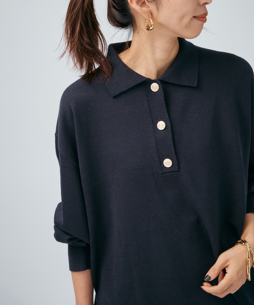 VERMEIL par iena（ヴェルメイユパーイエナ）の「over POLO ニット（ニット/セーター・レディース・チャコールグレー/ネイビー・FREE）」の18枚目の写真