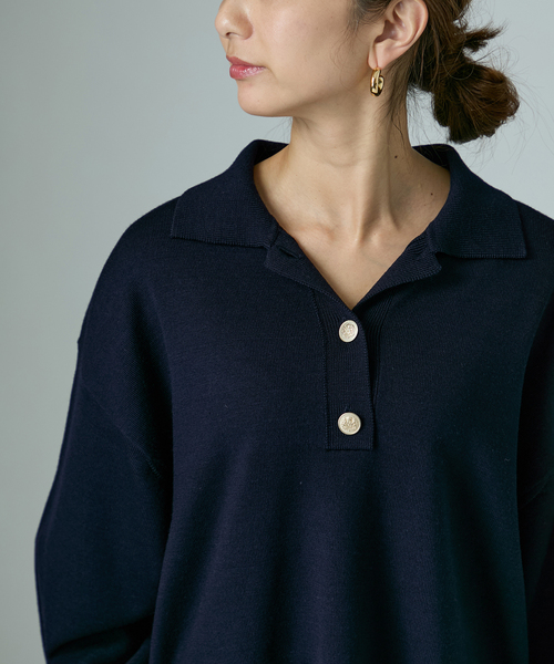 VERMEIL par iena（ヴェルメイユパーイエナ）の「over POLO ニット（ニット/セーター・レディース・チャコールグレー/ネイビー・FREE）」の9枚目の写真