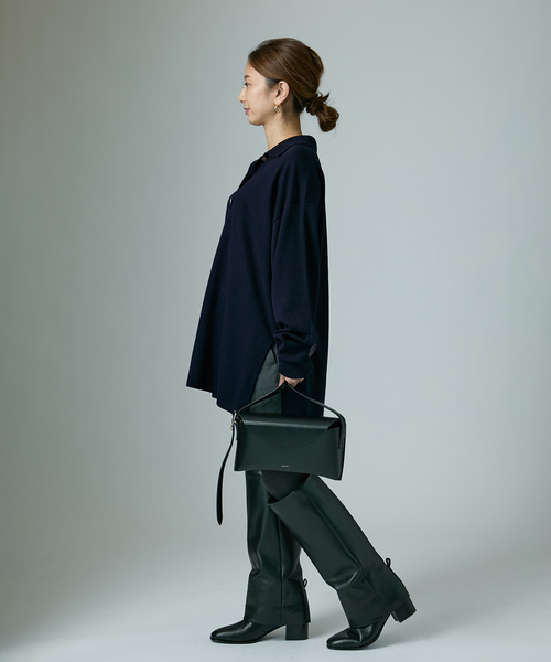 VERMEIL par iena（ヴェルメイユパーイエナ）の「over POLO ニット（ニット/セーター・レディース・チャコールグレー/ネイビー・FREE）」の11枚目の写真