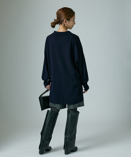 VERMEIL par iena（ヴェルメイユパーイエナ）の「over POLO ニット（ニット/セーター・レディース・チャコールグレー/ネイビー・FREE）」の12枚目の写真