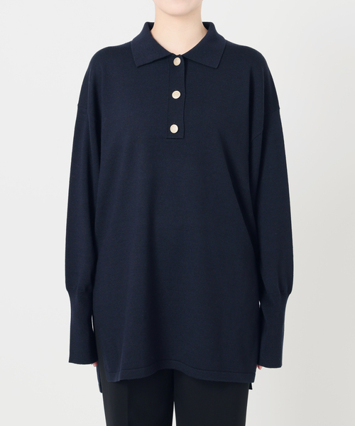 VERMEIL par iena（ヴェルメイユパーイエナ）の「over POLO ニット（ニット/セーター・レディース・チャコールグレー/ネイビー・FREE）」の13枚目の写真
