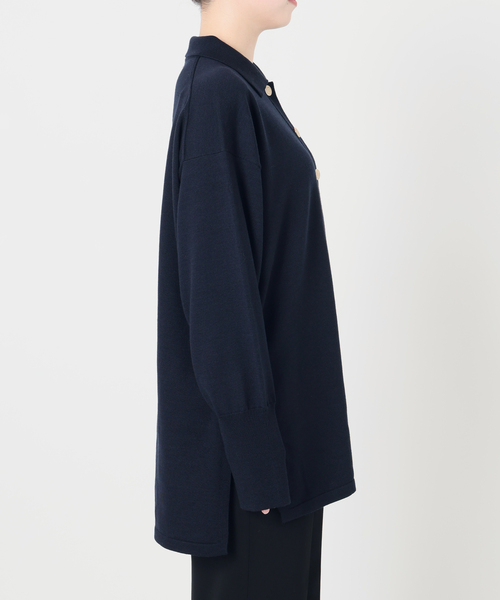 VERMEIL par iena（ヴェルメイユパーイエナ）の「over POLO ニット（ニット/セーター・レディース・チャコールグレー/ネイビー・FREE）」の4枚目の写真