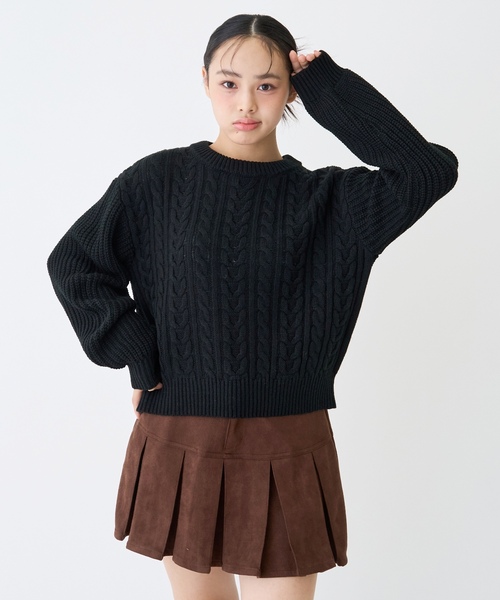 LOVETOXIC（ラブトキシック）の「【GOODPRICE】ケーブルニットプルオーバー（ニット/セーター・キッズ・エンジ/トップグレー/ブラック/アイボリー・S:140cm/M:150cm/L:160cm/130cm）」の9枚目の写真