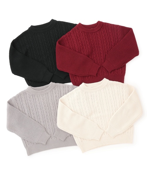 LOVETOXIC（ラブトキシック）の「【GOODPRICE】ケーブルニットプルオーバー（ニット/セーター・キッズ・エンジ/トップグレー/ブラック/アイボリー・S:140cm/M:150cm/L:160cm/130cm）」の10枚目の写真