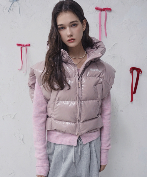 Vivacious(ビバシャス)の「Rose Gloss Vest BLACK(ダウンベスト・レディース・ブラック・FREE)」の2枚目の写真