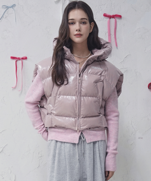 Vivacious(ビバシャス)の「Rose Gloss Vest BLACK(ダウンベスト・レディース・ブラック・FREE)」の3枚目の写真
