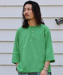 KRIFF MAYER | 【綿100%】ピグメント七分袖ヘンリーTシャツ(Tシャツ/カットソー)