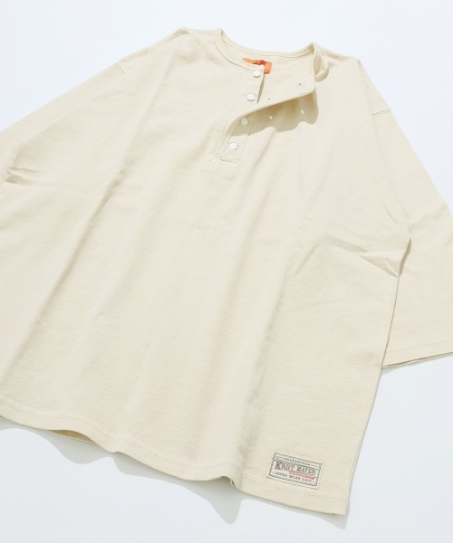 KRIFF MAYER（クリフメイヤー）の「【綿100％】ピグメント七分袖ヘンリーTシャツ（Tシャツ/カットソー・メンズ・グリーン/チャコール/パープル/サンドベージュ/オレンジ・LARGE/X-LARGE/MEDIUM）」の3枚目の写真