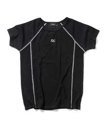 MASSNOUN（マスノウン）の「アンメザードロゴスリーブ半袖MSSISV001-BK（Tシャツ/カットソー）」