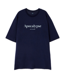 [オーバーサイズ]アポカリプス13番手綿ラウンドネック半袖Tシャツ_ネイビー