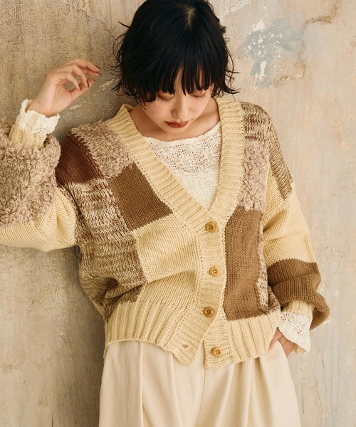 Crisp（クリスプ）の「ミックスニットカーディガン（カーディガン/ボレロ・レディース・アイボリー・FREE）」の5枚目の写真