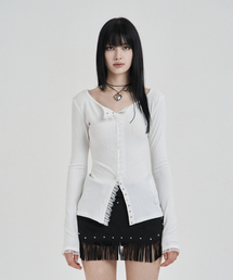 ILLIO（イリオ）の「White My one lace trim cardigan（カーディガン/ボレロ）」