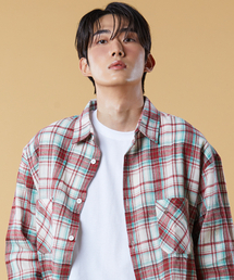 KOLEAT（コレット）の「(男女共用) 起毛オーバーサイズブラウス 秋冬チェックシャツ [RED] KCL。（シャツ/ブラウス）」