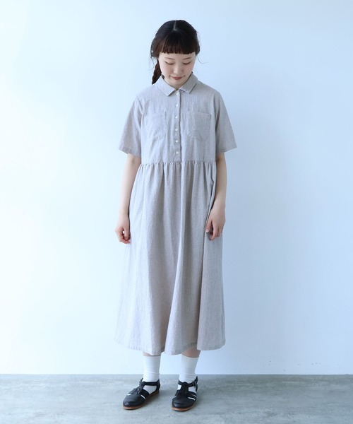 △60sフレンチリネン シャツワンピース（ワンピース）｜bulle de savon
