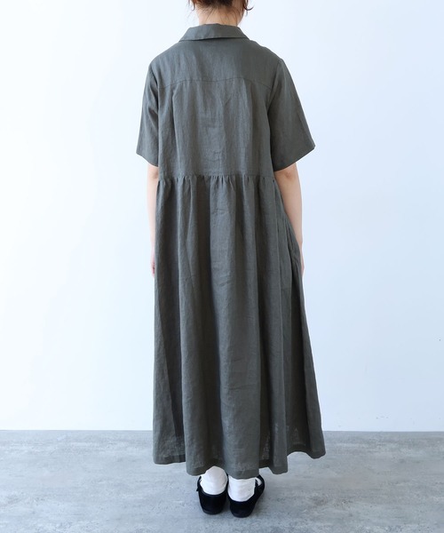 bulle de savon(ビュルデサボン)の「△60sフレンチリネン シャツワンピース(ワンピース・レディース・チャコールグレー/サックスブルー/ピンク/ブルー系その他/ベージュ系その他・FREE)」の22枚目の写真