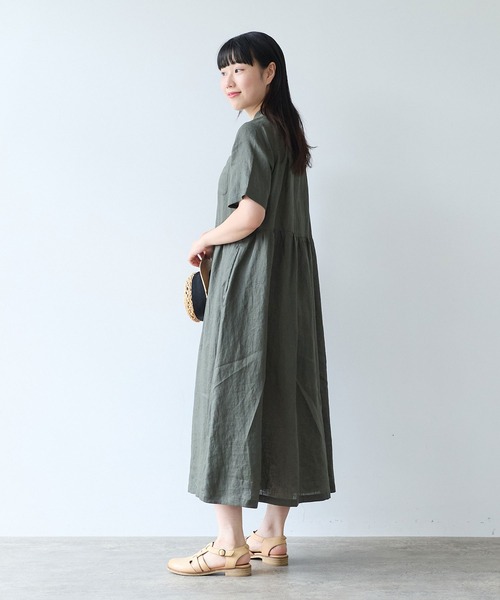 bulle de savon(ビュルデサボン)の「60sフレンチリネン シャツワンピース(ワンピース・レディース・チャコールグレー/サックスブルー/ピンク・FREE)」の19枚目の写真