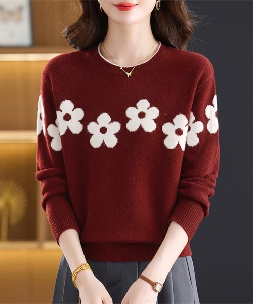 セール】花柄ジャカードニットトップス（ニット/セーター）｜ONEP STAR