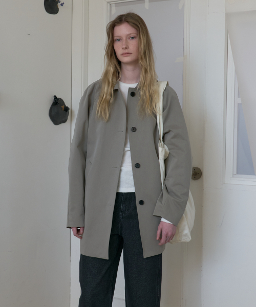 コットンハーフマックコート（アッシュカーキ）