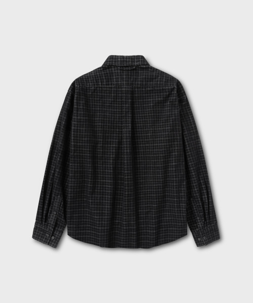 NONBLANK(ノンブランク)の「コットンベルベットチェックシャツ_BLACK(シャツ/ブラウス・メンズ・ブラック・MEDIUM/LARGE/X-LARGE)」の2枚目の写真