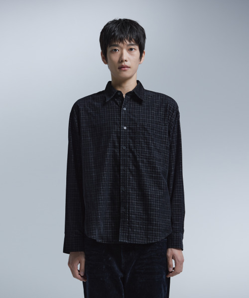 NONBLANK(ノンブランク)の「コットンベルベットチェックシャツ_BLACK(シャツ/ブラウス・メンズ・ブラック・MEDIUM/LARGE/X-LARGE)」の10枚目の写真