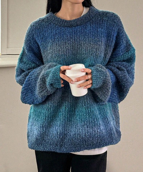 セール】ニット トップス レディース 秋 冬 秋冬 グラデーション 起毛