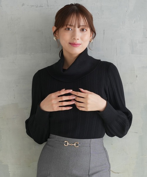 ASTORIA ODIER(アストリアオディール)の「2wayタートルネックニット(ニット/セーター・レディース・ブラック/アイボリー/イエロー・MEDIUM)」の10枚目の写真