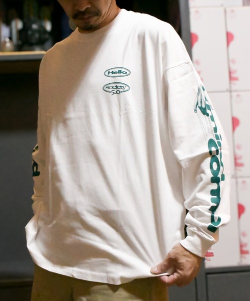 AFTERU(アフターユー)の「SOCIETY 5.0 L/S TEE(Tシャツ/カットソー・メンズ・ネイビー/ホワイト・L/M/S)」の1枚目の写真