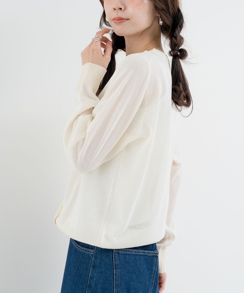 ANNA LUNA(アンナルナ)の「【ANNA LUNA】きらめきを纏う大人の シアー カーデ(カーディガン/ボレロ・レディース・ブラック/オフホワイト/グレー・MEDIUM)」の6枚目の写真