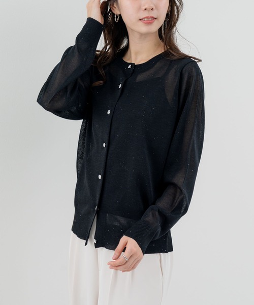ANNA LUNA(アンナルナ)の「【ANNA LUNA】きらめきを纏う大人の シアー カーデ(カーディガン/ボレロ・レディース・ブラック/オフホワイト/グレー・MEDIUM)」の11枚目の写真
