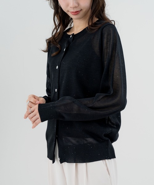 ANNA LUNA(アンナルナ)の「【ANNA LUNA】きらめきを纏う大人の シアー カーデ(カーディガン/ボレロ・レディース・ブラック/オフホワイト/グレー・MEDIUM)」の12枚目の写真