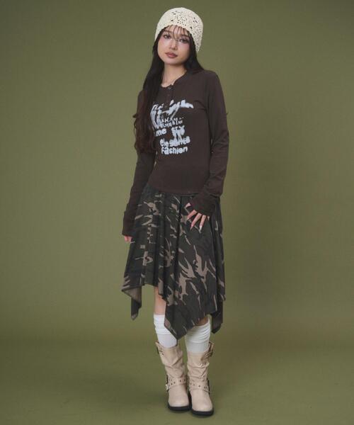 dispark（ディスパーク）の「DISPARK/【26年春夏新作】ヘンリーネックロゴトップ（Tシャツ/カットソー・レディース・ブラウン/アイボリー・FREE）」の10枚目の写真