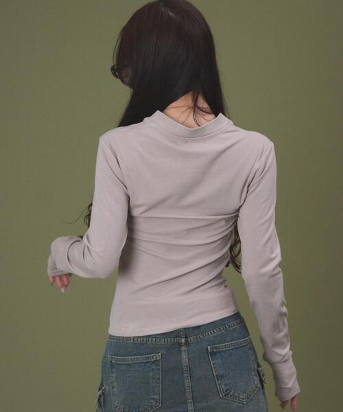 dispark（ディスパーク）の「DISPARK/【26年春夏新作】ヘンリーネックロゴトップ（Tシャツ/カットソー・レディース・ブラウン/アイボリー・FREE）」の6枚目の写真