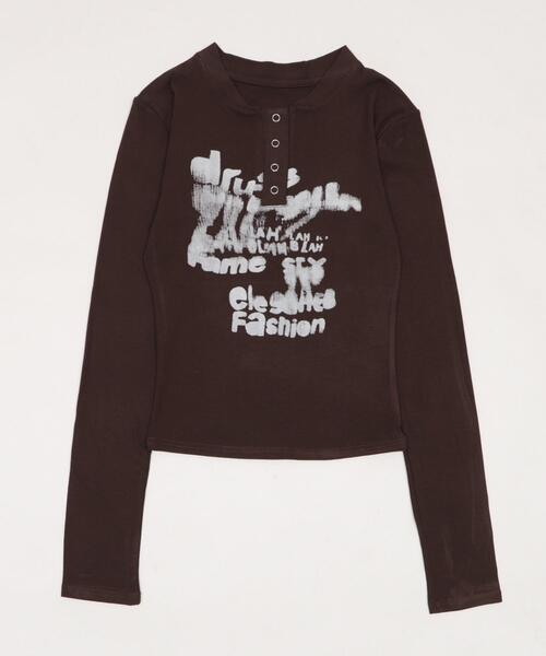 dispark（ディスパーク）の「DISPARK/【26年春夏新作】ヘンリーネックロゴトップ（Tシャツ/カットソー・レディース・ブラウン/アイボリー・FREE）」の12枚目の写真