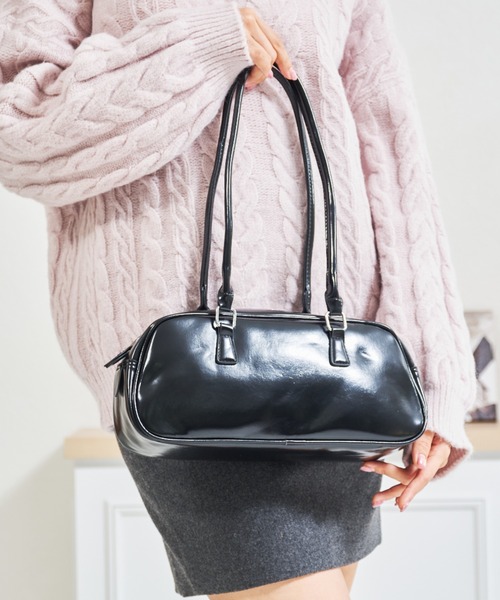 MISCH MASCH（ミッシュマッシュ）の「一部店舗限定 ロングハンドルボストンバッグ（ショルダーバッグ・レディース・ブラウン/ブラック・ﾌﾘ-）」の6枚目の写真