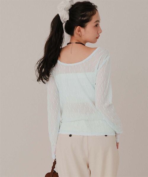 miette(ミエット)の「前後2wayレーストップス(Tシャツ/カットソー・レディース・ライトパープル/オフホワイト/ブラック/ライトブルー/ライトピンク・S/M/L)」の4枚目の写真