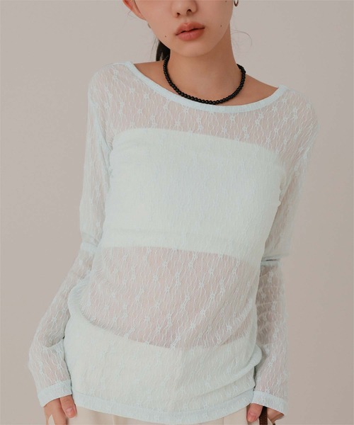 miette(ミエット)の「前後2wayレーストップス(Tシャツ/カットソー・レディース・ライトパープル/オフホワイト/ブラック/ライトブルー/ライトピンク・S/M/L)」の20枚目の写真