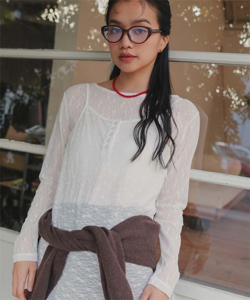 miette(ミエット)の「前後2wayレーストップス(Tシャツ/カットソー・レディース・ライトパープル/オフホワイト/ブラック/ライトブルー/ライトピンク・S/M/L)」の10枚目の写真