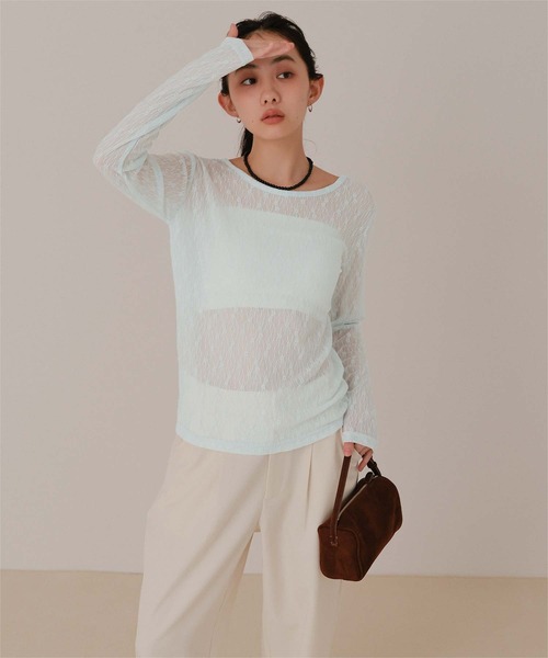 miette(ミエット)の「前後2wayレーストップス(Tシャツ/カットソー・レディース・ライトパープル/オフホワイト/ブラック/ライトブルー/ライトピンク・S/M/L)」の22枚目の写真