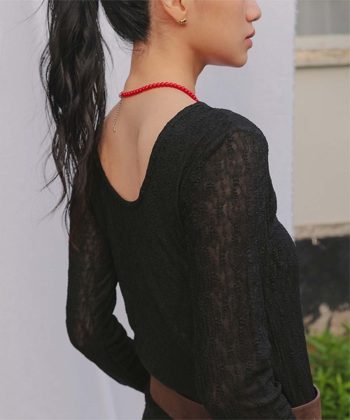 miette(ミエット)の「前後2wayレーストップス(Tシャツ/カットソー・レディース・ライトパープル/オフホワイト/ブラック/ライトブルー/ライトピンク・S/M/L)」の16枚目の写真