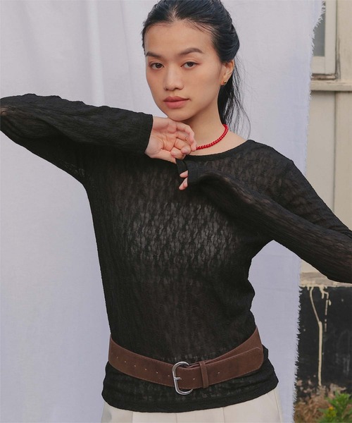 miette(ミエット)の「前後2wayレーストップス(Tシャツ/カットソー・レディース・ライトパープル/オフホワイト/ブラック/ライトブルー/ライトピンク・S/M/L)」の18枚目の写真