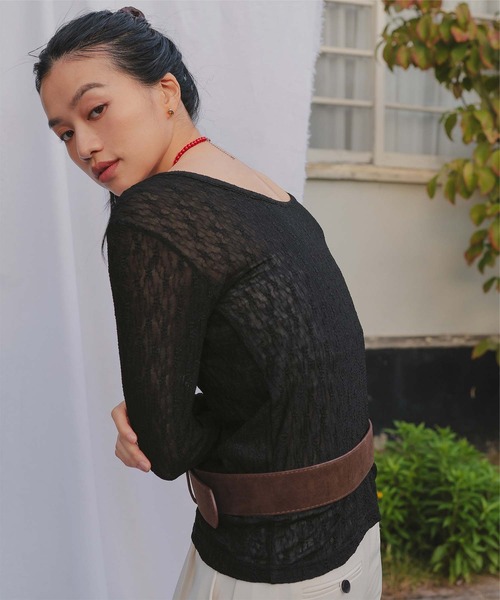 miette(ミエット)の「前後2wayレーストップス(Tシャツ/カットソー・レディース・ライトパープル/オフホワイト/ブラック/ライトブルー/ライトピンク・S/M/L)」の19枚目の写真