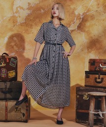 DOUBLE STANDARD CLOTHING | 幾何学柄 シフォンオープンカラーワンピース(ワンピース)