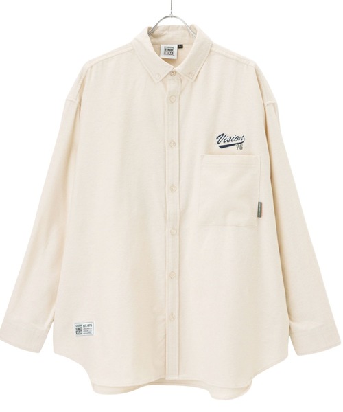 VISION STREET WEAR（ヴィジョンストリートウェア）の「ヘビーフランネル バックグラフィック ワッペン刺繍 オーバーサイズシャツ（シャツ/ブラウス・メンズ・ダークグリーン/アイボリー/ブラウン・M/L/XL）」の7枚目の写真