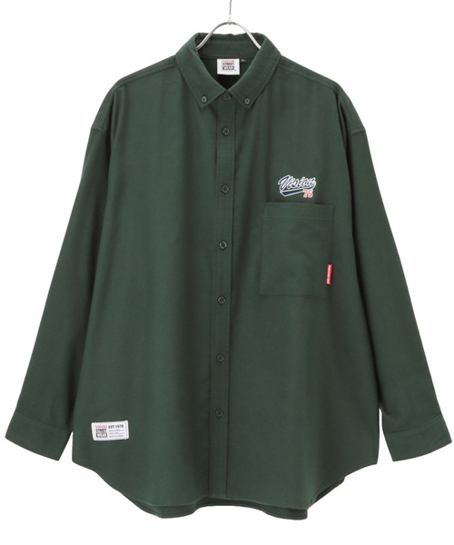 VISION STREET WEAR（ヴィジョンストリートウェア）の「ヘビーフランネル バックグラフィック ワッペン刺繍 オーバーサイズシャツ（シャツ/ブラウス・メンズ・ダークグリーン/アイボリー/ブラウン・M/L/XL）」の9枚目の写真