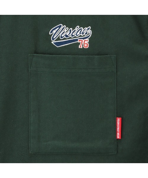 VISION STREET WEAR（ヴィジョンストリートウェア）の「ヘビーフランネル バックグラフィック ワッペン刺繍 オーバーサイズシャツ（シャツ/ブラウス・メンズ・ダークグリーン/アイボリー/ブラウン・M/L/XL）」の5枚目の写真