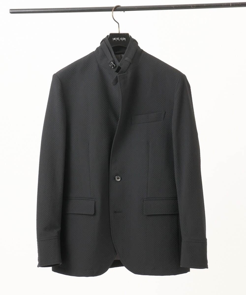 MICHEL KLEIN HOMME (ミッシェルクランオム)の「【セットアップ】ビックへリンボンコンバーチブルジャケット(テーラードジャケット・メンズ・ブラック・MEDIUM/LARGE/X-LARGE)」の1枚目の写真